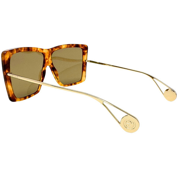 NWT Gucci GG LOGO‎ Oversize Square Sunglasses Brown Acetate Gold Wire Frames - Picture 10 of 16